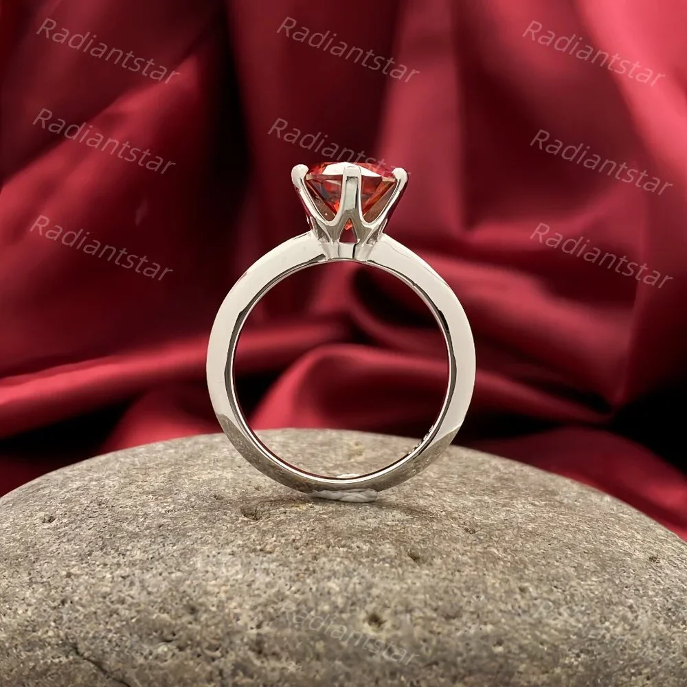 NEW Certified 3 ct. t.w. Garnet Red Moissanite Solitaire 6 Prong Ring